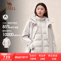 Camel Womens Goose Down Duvet Duvet Jacket Jacket Three-in-one Detachable 2023 Winter Eiderdown Liner Coat Woman