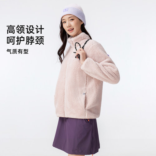 骆驼户外珊瑚绒抓绒衣女秋冬双面绒外套加厚保暖抗静电冲锋衣内胆 - 图1