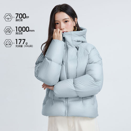 骆驼旅行家STAR女装短款羽绒服26冬季新款保暖连帽面包服羽绒外套 - 图1