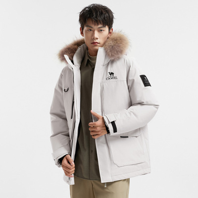 【鹅绒】骆驼羽神Ultra 男装加厚工装三防派克鸭绒羽绒服短款冬季