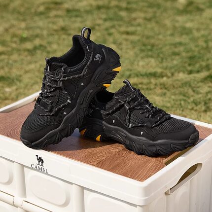 骆驼男鞋休闲运动鞋2026秋季新款慢跑防滑透气网面户外徒步登山鞋