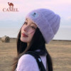 Camel wool yarn knitted hat for warmth and ear protection