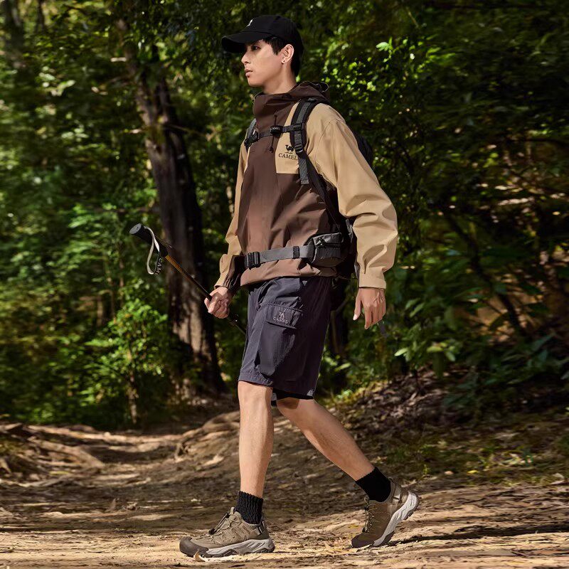 骆驼新款男式户外徒步一脚蹬透气运动鞋