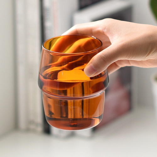 小西家 北欧ins风高硼硅耐热彩色玻璃杯 咖啡杯早餐牛奶杯果汁杯 - 图2