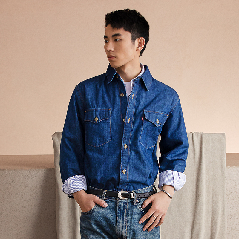 【商场同款】Levi's李维斯24夏季男休闲长袖牛仔衬衫A1919-0020-图0