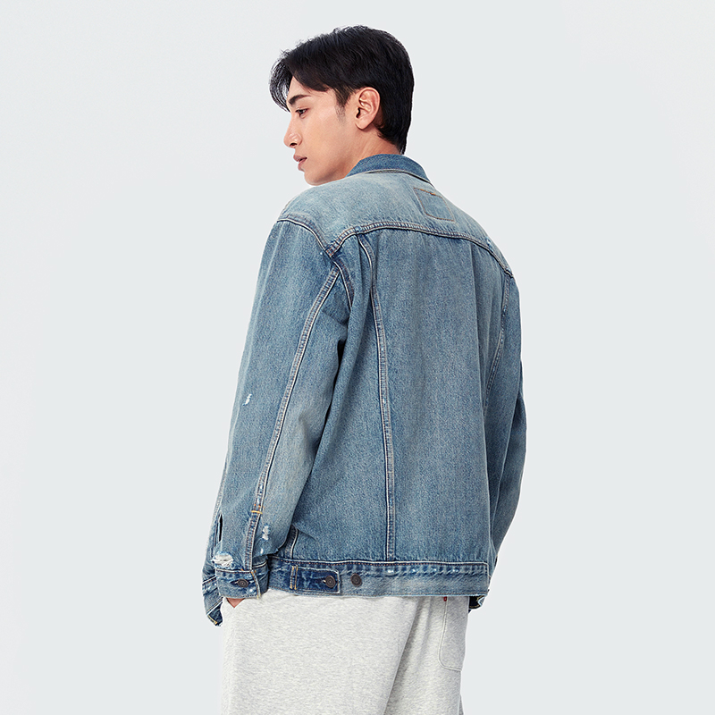 Levi's李维斯24夏季新款男士牛仔夹克做旧破洞复古挺阔有型外套-图0