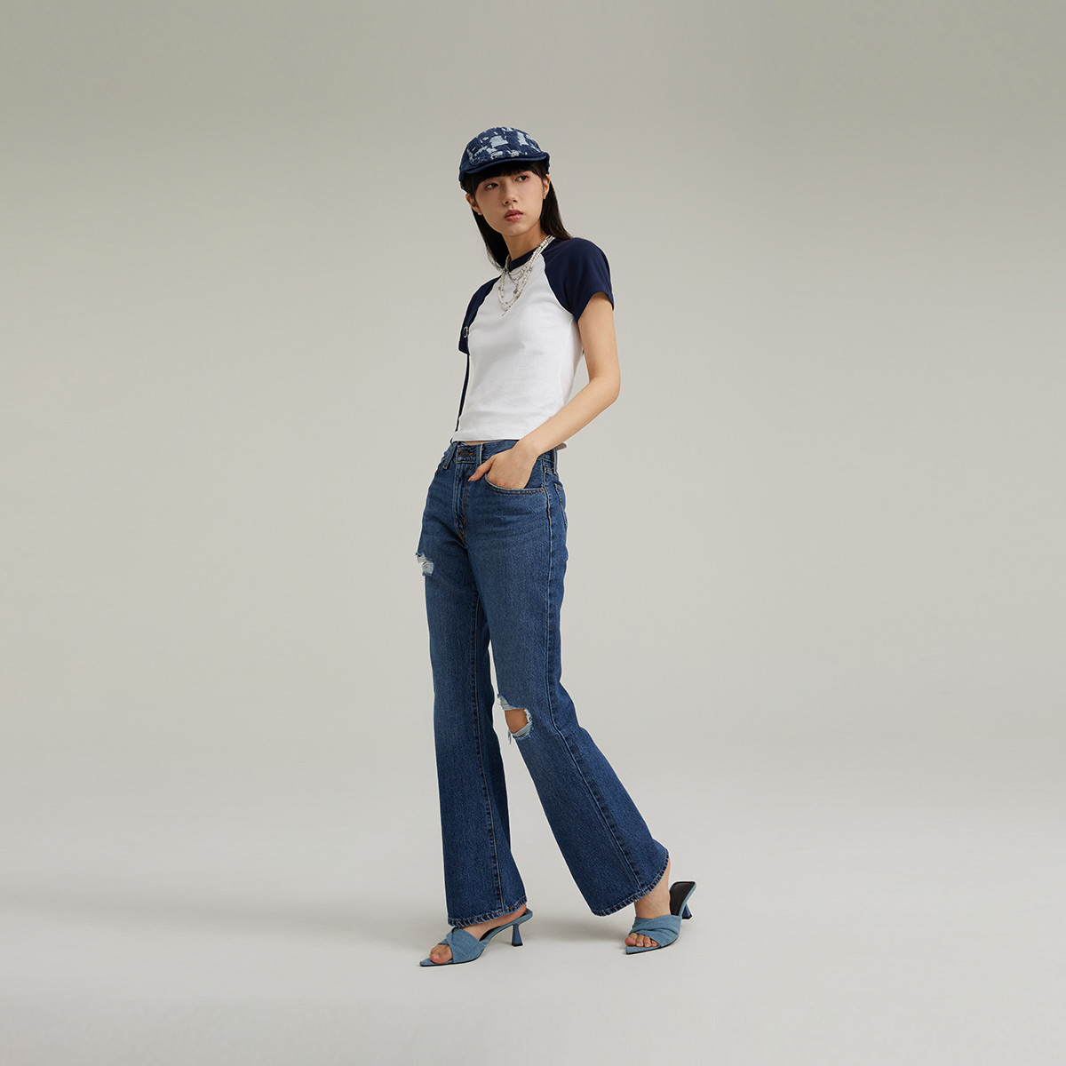 Levi's李维斯女士BAGGY美式怀旧复古宽松休闲经典破洞蓝色牛仔裤,淘宝优惠券,粉丝福利购,淘宝优惠卷