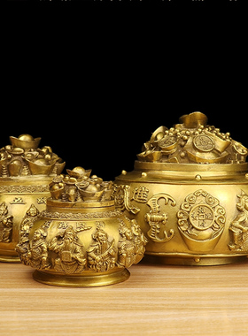 五路财神聚宝盆客厅卧室工艺摆件