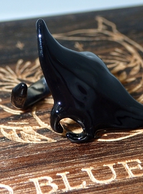 蝠鲼原创设计戒指珐琅质感蓝梦岛