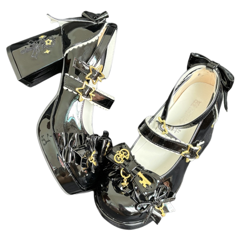 【魔法星】公主风甜美蝴蝶结圆头水台高跟Lolita鞋少女优雅款lo鞋 - 图3