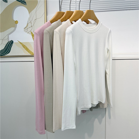 Women's long sleeve thick round neck cashmere cotton top