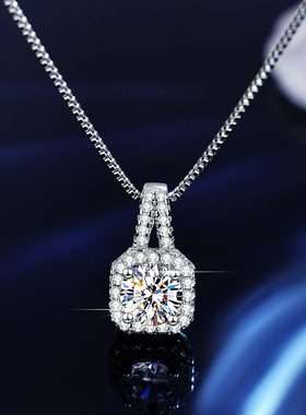 瑰匠女纯银方包吊坠项链一克拉