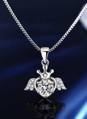 GRA女纯银莫桑石吊坠项链一克拉