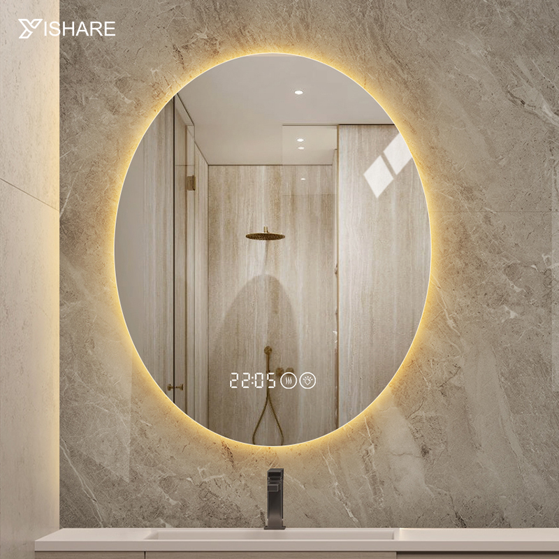 Yishare壁挂卫生间led灯镜椭圆形洗手无框卫浴镜智能感应浴室镜子