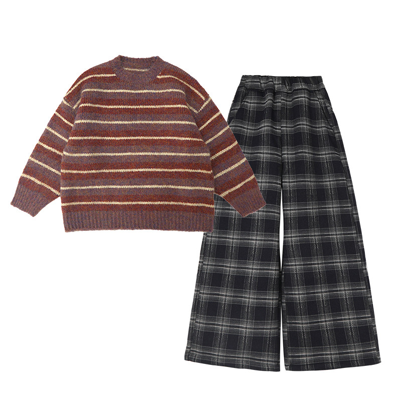 女童秋冬款韩版休闲加厚毛衣加绒裤子套装中大童洋气时髦女孩冬装,淘宝优惠券,粉丝福利购,淘宝优惠卷