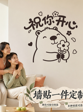 镜面贴橱窗卡通温馨墙贴自粘打卡拍照门窗家居墙面玻璃贴纸定制