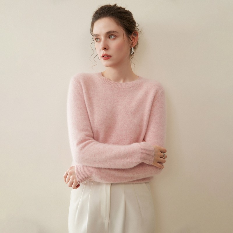 简约风小山羊绒衫女圆领宽松套头针织打底毛衣百搭,淘宝优惠券,粉丝福利购,淘宝优惠卷
