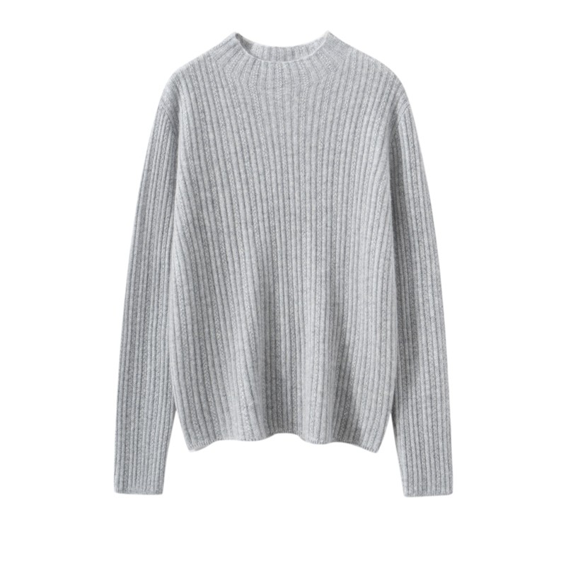 山羊绒衫女坑条半高领套头针织衫打底通勤修身保暖毛衣,淘宝优惠券,粉丝福利购,淘宝优惠卷