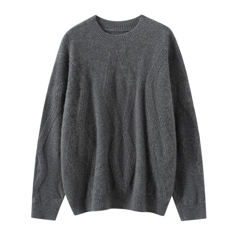 山羊绒衫女圆领绞花宽松慵懒风百搭套头针织毛衣长袖打底,淘宝优惠券,粉丝福利购,淘宝优惠卷