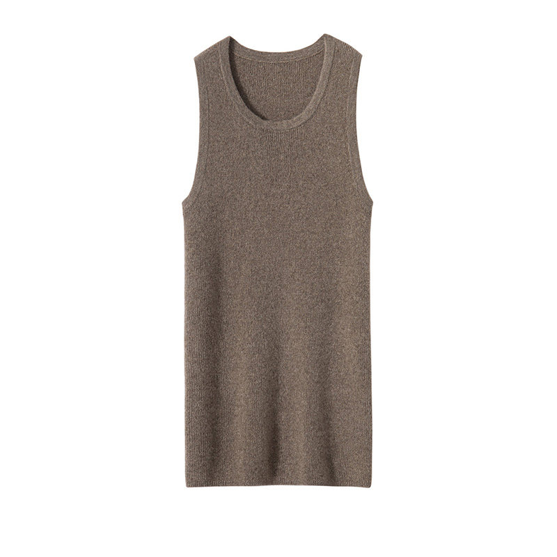 简约风山羊绒无袖坑条背心女圆领修身打底衫针织吊带,淘宝优惠券,粉丝福利购,淘宝优惠卷