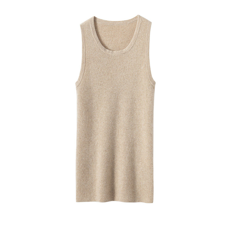 简约风山羊绒无袖坑条背心女圆领修身打底衫针织吊带,淘宝优惠券,粉丝福利购,淘宝优惠卷