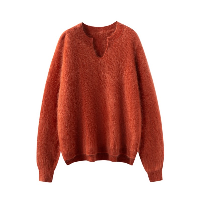 轻奢风山羊绒衫女剪刀领领拉绒加厚宽松针织毛衣内搭,淘宝优惠券,粉丝福利购,淘宝优惠卷