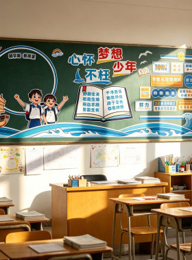 读书阅读黑板报班级文化墙贴教室装饰公告栏中小学开学新学期布置