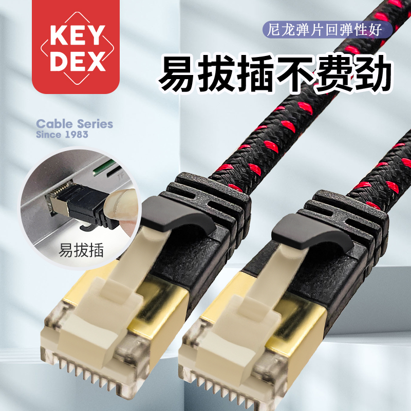 Keydex 7类PP纱编织网线600MHz高速抗干扰双屏蔽网线路由家用商用-图1