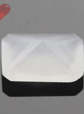 白玉玻璃裸石长方形镶嵌耳环戒面