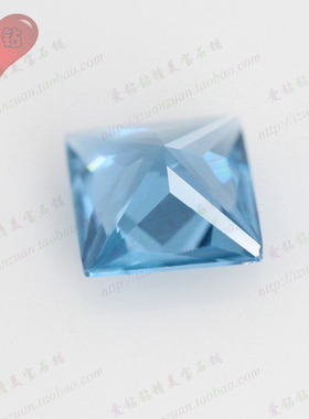 公主方浅海蓝120#蓝尖晶石裸石 正方直角合成宝石戒指戒面吊坠DIY
