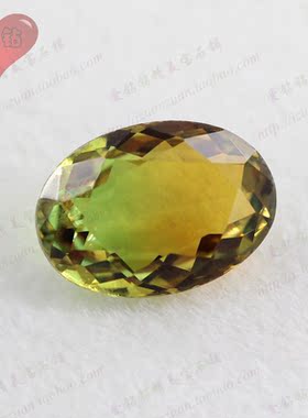 椭圆形西瓜碧玺裸石戒面 人工合成碧玺蛋面 裸钻首饰镶嵌主石BX10