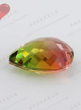 梨形西瓜碧玺裸石戒面 人工合成水滴形碧玺裸钻首饰镶嵌主石BX06