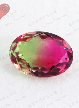 椭圆形西瓜碧玺裸石戒面 人工合成碧玺裸钻首饰镶嵌饰品主石BX05