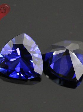 34#海洋之心同款蓝宝石 肥三角形蓝刚玉裸石戒面 戒指饰品主石DIY