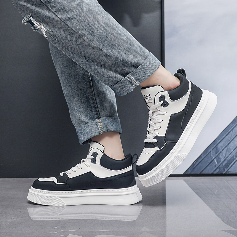 潮级制躁男鞋明星同款小白鞋网红潮牌中帮休闲鞋学生厚底增高板鞋