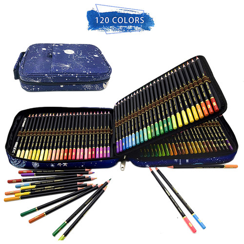 英国zzone彩色铅笔油性水溶性120色手绘画画套装素描工具收纳包-图3