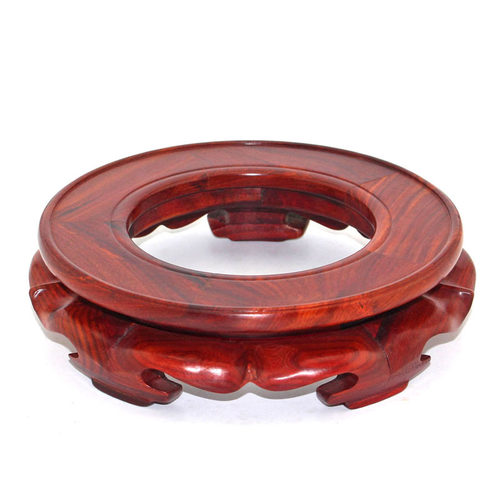 红檀木圆形底座奇石头鱼缸架花瓶盆景陶瓷葫芦水晶球摆件实木木托 - 图3