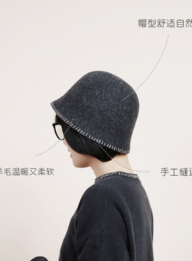 羊毛渔夫帽秋冬保暖遮阳帽