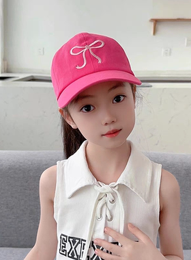 儿童帽子亲子棒球帽女童夏蝴蝶结洋气防晒鸭舌帽男出游遮阳太阳帽