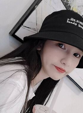 渔夫帽女日系草莓刺绣春夏帽子韩版休闲百搭学生盆帽大檐休闲百搭