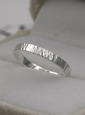 纯银原创手工刻字戒指个性定制