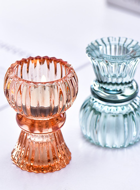 欧式创意玻璃烛台浪漫烛光晚餐婚礼宴会酒店家用香薰蜡烛台摆件