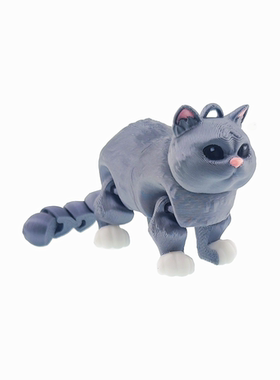 3d打印蓝猫长毛猫钥匙扣儿童玩具挂件