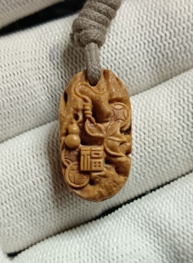 福禄招财桃牌纯手工桃核雕刻小挂件钥匙扣手把件文玩配饰精品时尚