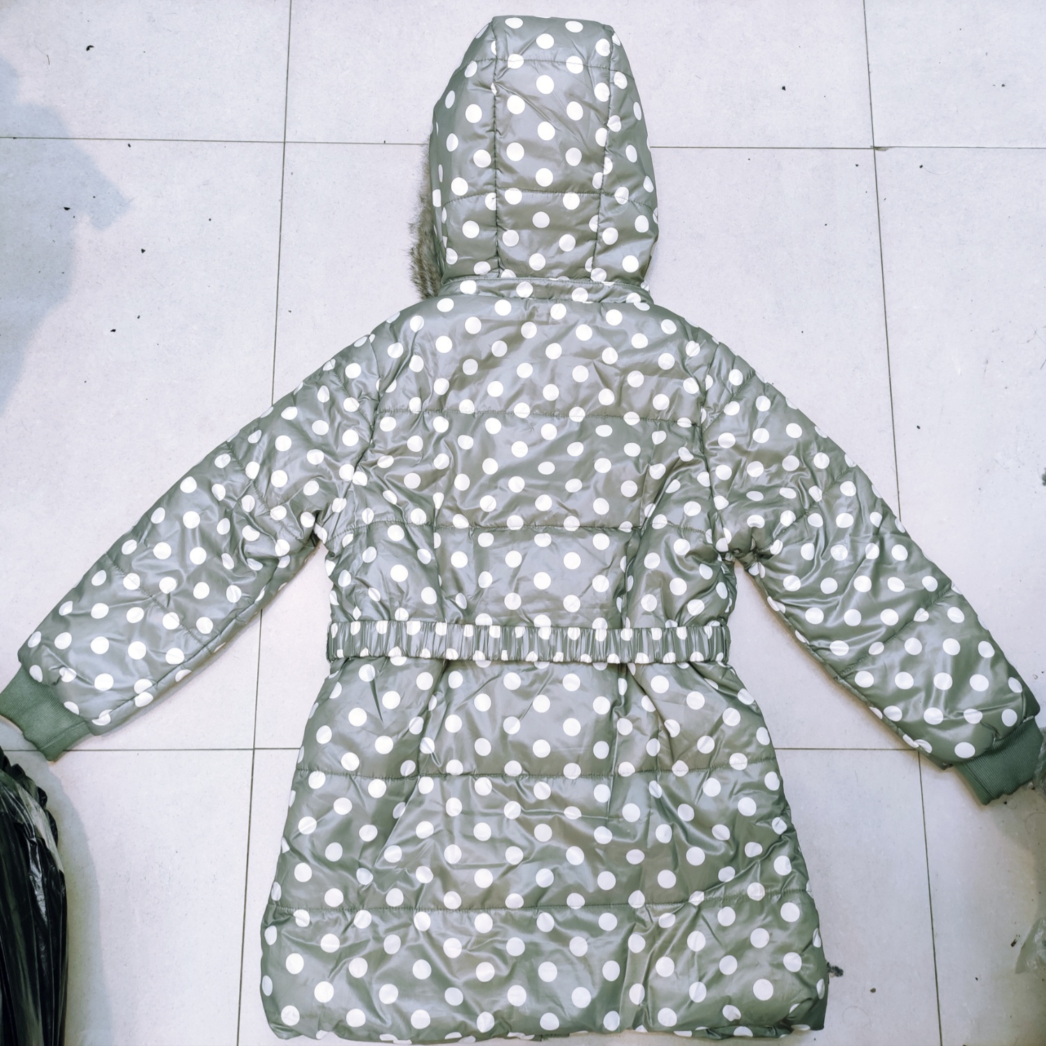 3.9折1爱儿健童装34359919女童冬有帽开胸拉链长款夹棉外套帽可脱 - 图0