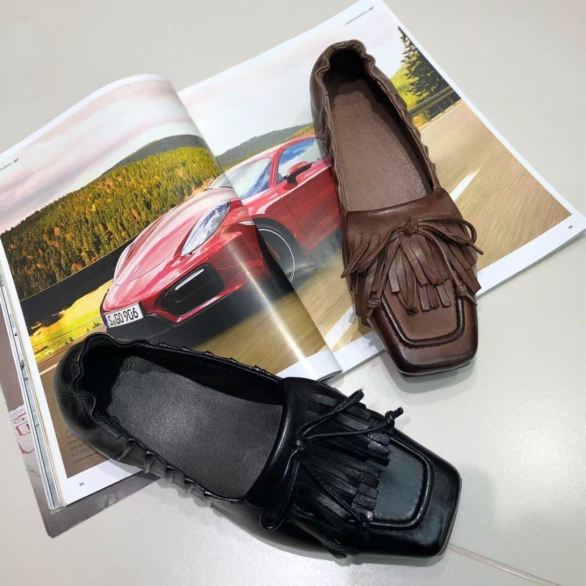 2026春季方头流苏豆豆鞋女水洗擦色乐福鞋单鞋复古水洗擦色,淘宝优惠券,粉丝福利购,淘宝优惠卷