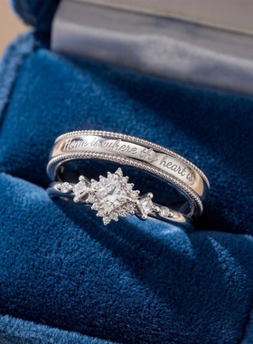 GT原创925银实验室人造工培育钻石情侣戒指男女求婚订婚对戒婚戒