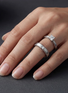 GT原创925银人造工培育钻石情侣对戒男女轻奢简约结婚订求婚戒指