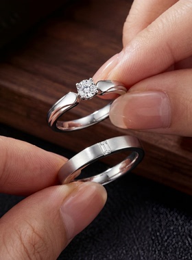 GT原创925银培育钻石戒指时尚简约大气轻奢求婚订婚情侣对戒