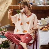 Летняя хлопковая пижама, хлопковые штаны, комплект, большой размер, в корейском стиле